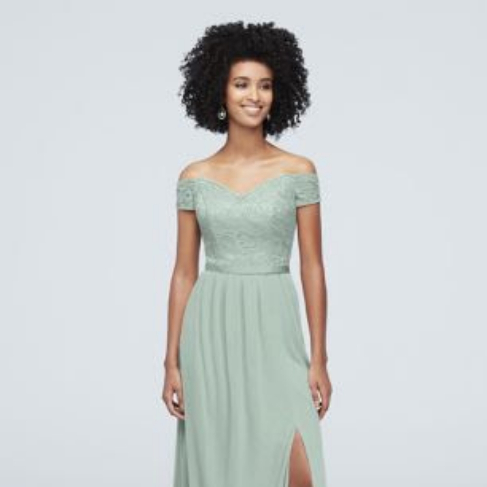 David's Bridal Dusty Sage dress size 10